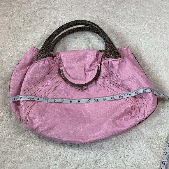 La Philipe faux croc handle oversized pink hobo bag - Picture 6 of 15
